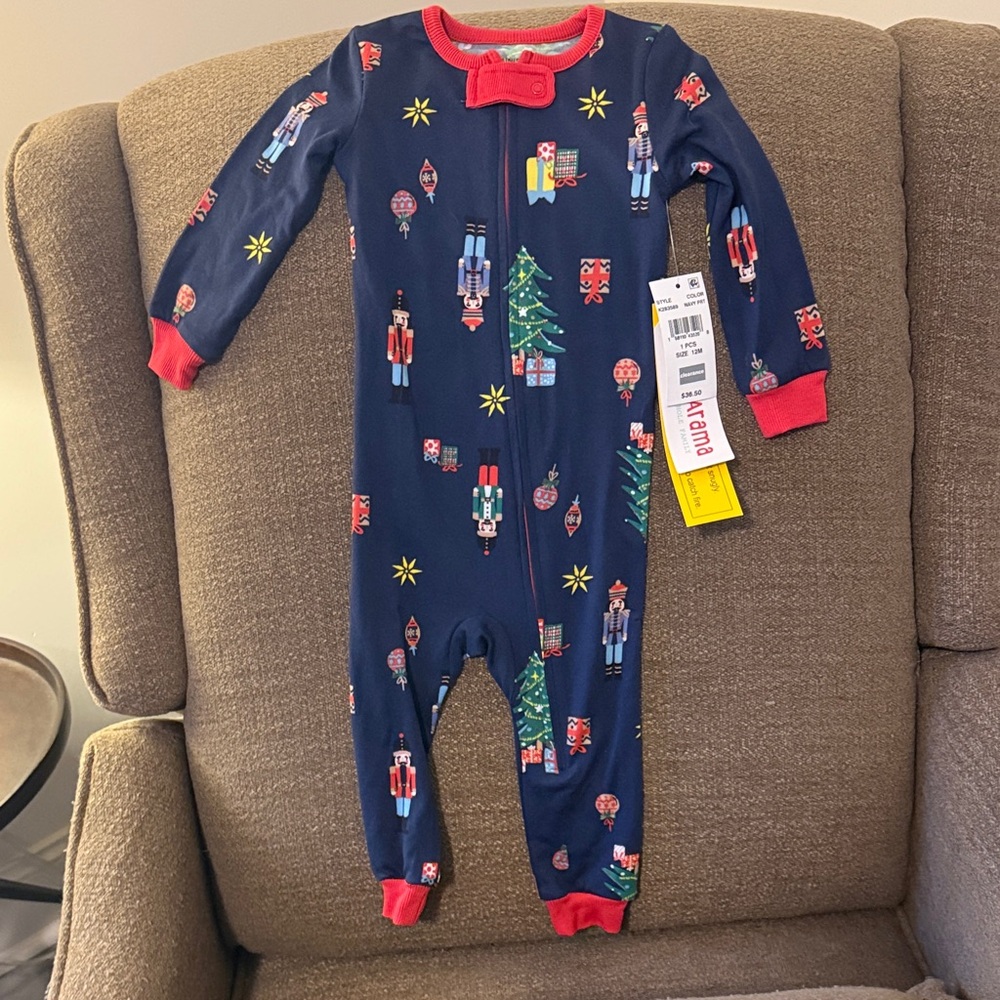 Festive Nutcracker Navy Footie Pajamas